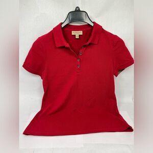 Burberry London Women's Short Sleeve Polo Shirt Size M Red